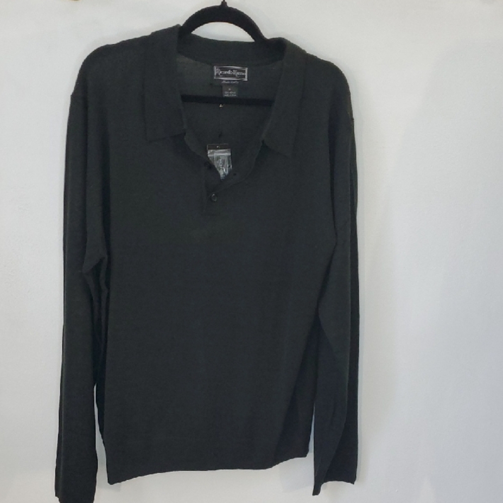 Ricardo Russo Men's Charcoal V-Neck Long Sleeve Sweater